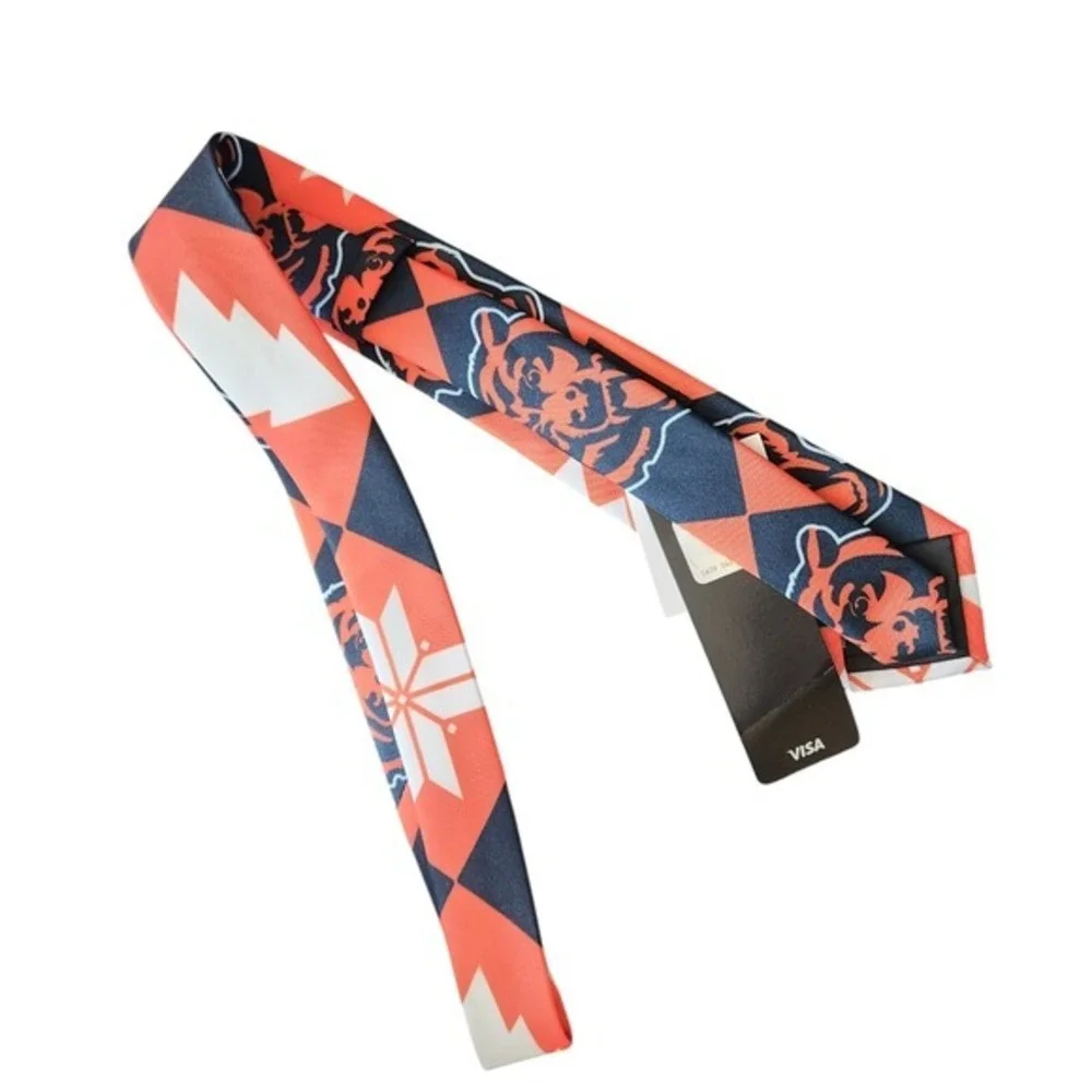 Chicago Bears Necktie Blue/Orange Holiday Formal Football Logo NFL Snowflake NWT